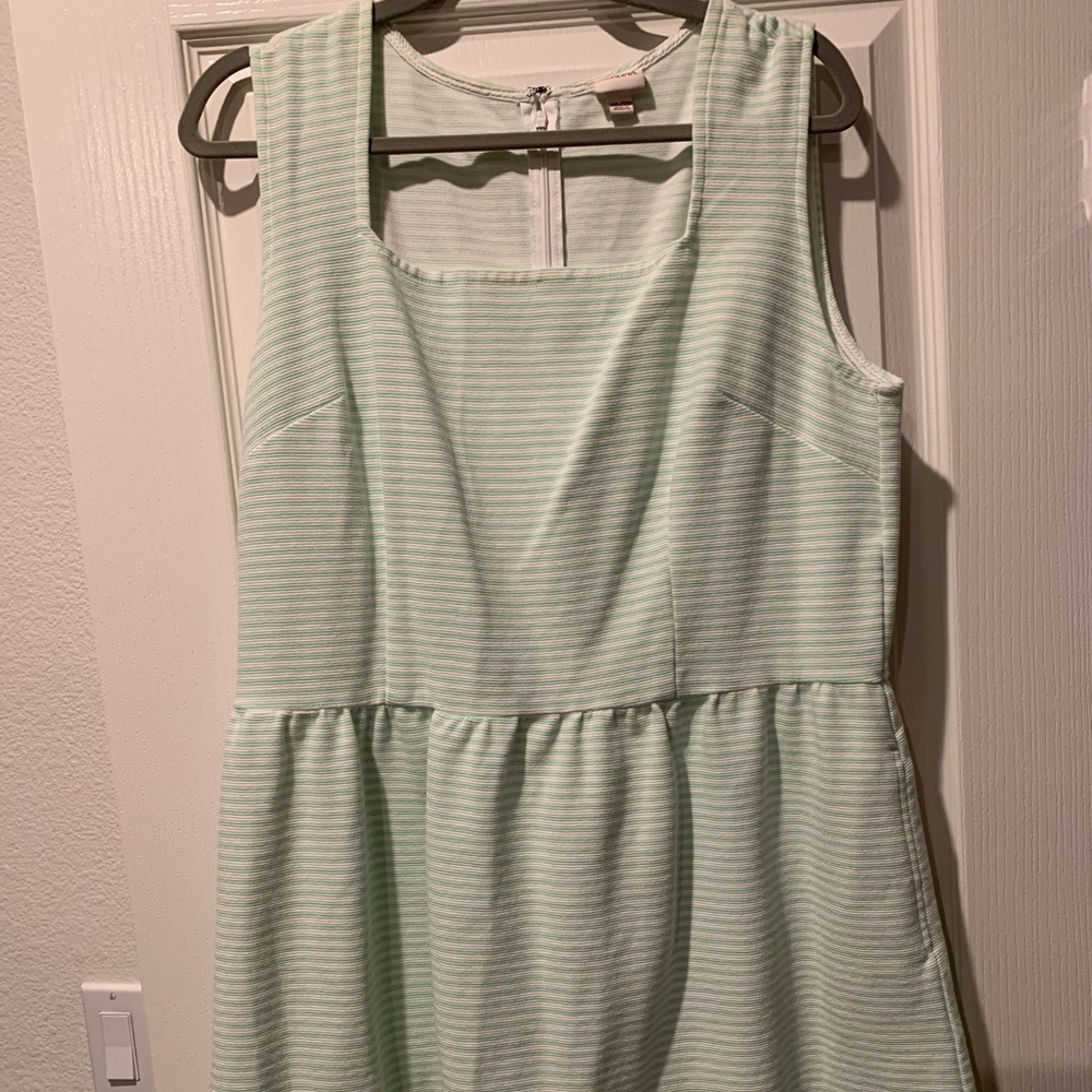 Mint and white textured mini dress